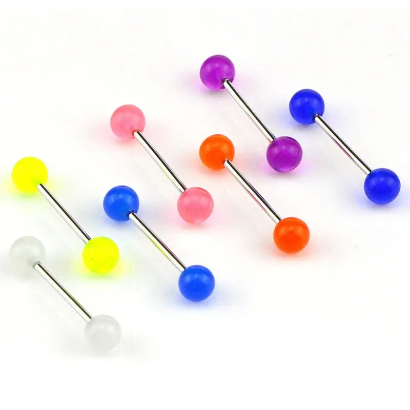 7Pcs Glow Acrylic Tongue Nose Barbell Bars Body Piercing Jewelry
