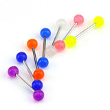 7Pcs Glow Acrylic Tongue Nose Barbell Bars Body Piercing Jewelry