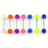 7Pcs Glow Acrylic Tongue Nose Barbell Bars Body Piercing Jewelry