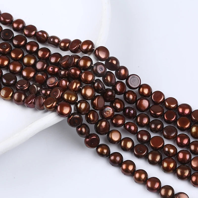 8-9mm Freshwater Button Pearl Strand for Jewelry Making