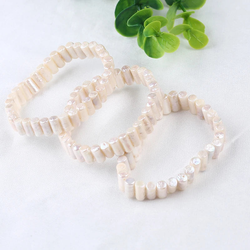 8-9mm Square Freshwater Pearl Beaded Bracelet for Women