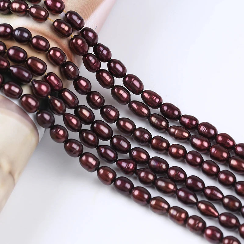Natural Rice Freshwater Pearl Strand 8-9mm Wine
