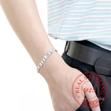 925 Silver Men Chain Bracelet 8 Inch Cuff Bangle Fine Jewelry