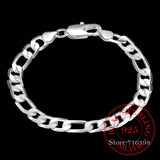 925 Silver Men Chain Bracelet 8 Inch Cuff Bangle Fine Jewelry