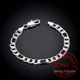 925 Silver Men Chain Bracelet 8 Inch Cuff Bangle Fine Jewelry