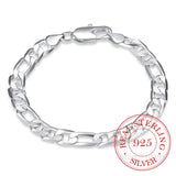 925 Silver Men Chain Bracelet 8 Inch Cuff Bangle Fine Jewelry