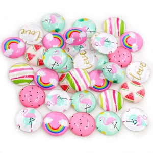 Mixed Photo Glass Cabochons 8mm-25mm Sizes - Set of 6