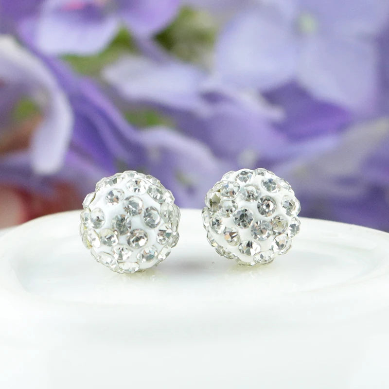 8mm Round Clay Beads Pave Crystal Disco Rhinestone Beads 50pcs