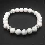 8mm Howlite Beads Bracelet Tree of Lift Pendant Chakra Yoga Unisex