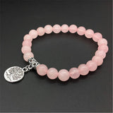 Pink Crystal Bracelet with Tree of Lift Pendant