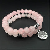 Pink Crystal Bracelet with Tree of Lift Pendant
