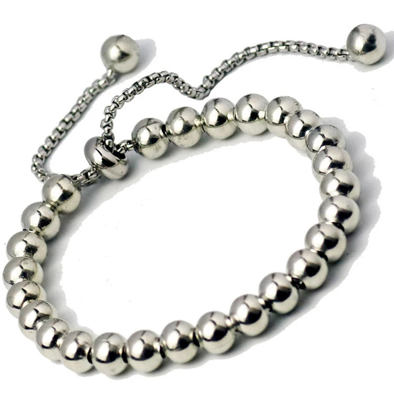8mm Stainless Steel Ball Charm Bracelet Punk Style Jewelry Gift for Men