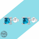 925 Colorful Square Stud Earrings Women Jewelry