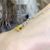 925% Sterling Silver Yellow Zircon Water Drop Necklace