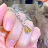 925% Sterling Silver Yellow Zircon Water Drop Necklace