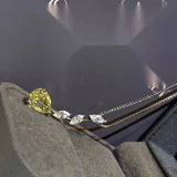925% Sterling Silver Yellow Zircon Water Drop Necklace