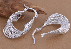 925 Silver U Shaped Earrings Women Solid Color Jewelry