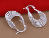 925 Silver U Shaped Earrings Women Solid Color Jewelry
