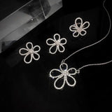 925% Silver Floral Zircon Set for Women