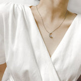 Sweet Moon Love Pendant Necklace Sterling Silver Women Christmas Jewelry