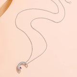Sweet Moon Love Pendant Necklace Sterling Silver Women Christmas Jewelry