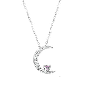 Sweet Moon Love Pendant Necklace Sterling Silver Women Christmas Jewelry