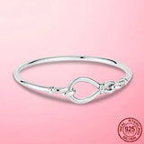 925 Silver Infinity Knot Chain Bracelet with Chunky Bow-knot Clasp