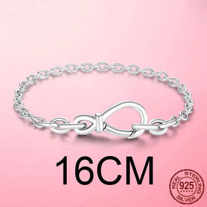 925 Silver Infinity Knot Chain Bracelet with Chunky Bow-knot Clasp