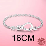 925 Silver Infinity Knot Chain Bracelet with Chunky Bow-knot Clasp