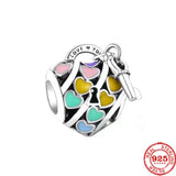 925 Silver Flower Clover Plum Peach Blossom Bow Charms Beads Bracelet