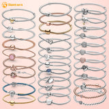 925 Silver Heart Infinity Wishbone Heart Disc Fan Clasp Bracelet