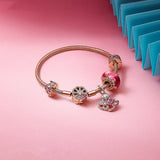 925 Silver Heart Infinity Wishbone Heart Disc Fan Clasp Bracelet