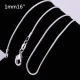 925 Silver 1MM Snake Chains Women Necklaces Gift