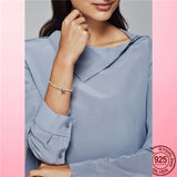 925 Silver Daisy Flower Leaves Clasp Bracelet for Women