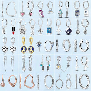 925 Silver Moon & Stars Heart Earrings Silver Jewelry Gift For Lover