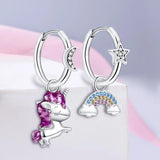 925 Silver Moon & Stars Heart Earrings Silver Jewelry Gift For Lover