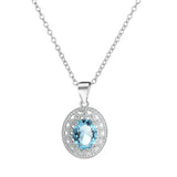 925 Silver CZ Pendant Necklace & Earrings Set for Women