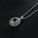 925 Silver CZ Pendant Necklace & Earrings Set for Women