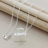 925 Silver Pendant Necklace Women Square Lock Jewelry