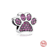 925 Silver Purple Heart Paw Dumbbel Fit Charm Bracelet Women Jewelry