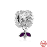 925 Silver Purple Heart Paw Dumbbel Fit Charm Bracelet Women Jewelry