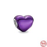 925 Silver Purple Heart Paw Dumbbel Fit Charm Bracelet Women Jewelry