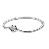 925 Silver Heart Clasp Snake Chain Bracelet for Charms Bangle DIY