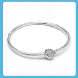 925 Silver Heart Clasp Chain Bracelet for Women