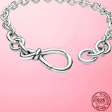 925 Silver Chunky Infinity Knot Chain Bracelet Infinite Love Bracelet