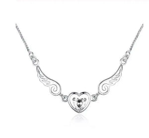 Love Angel Wings Necklace Dream Love Heart Crystal Zirconia Necklace