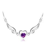 Love Angel Wings Necklace Dream Love Heart Crystal Zirconia Necklace