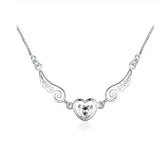Love Angel Wings Necklace Dream Love Heart Crystal Zirconia Necklace