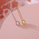 925 Sterling Round Golden Silver Necklace Small Geometric Jewelry Woman