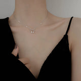 925 Sterling Round Golden Silver Necklace Small Geometric Jewelry Woman